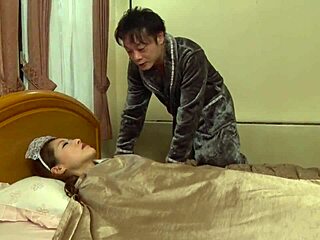 Instant creampie action with Japanese maid Chika Sugiyama in blowjob scene.