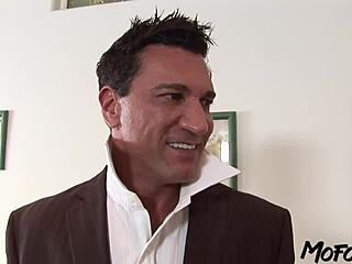 on mofozo com a busty woman ends up with cum covering her face after intense action