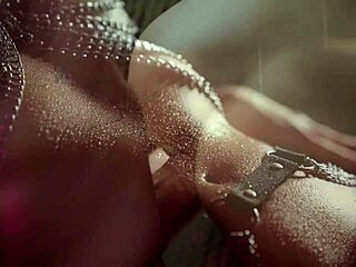 Pretty brunette enjoys close-up sensual sex with oiled body and wet pussy. She takes it doggystyle bent over passionately.