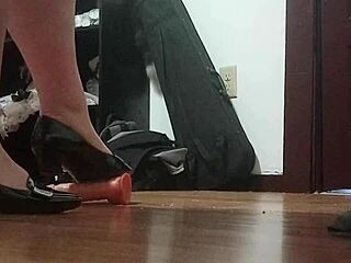 Hey, check out this intense cock crushing with sexy heels in solo action.