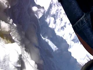 on our ski vacation i enjoy the snow with a fun striptease outdoors