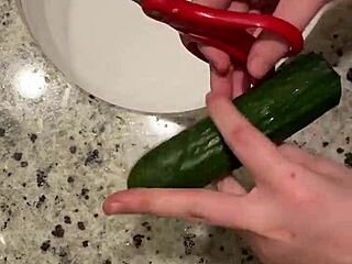 Intense Slut Takes Zucchini Deep In Wild Session