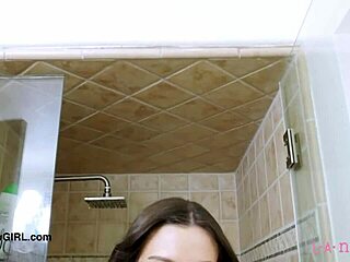 Fierce Brunette Bombshell Takes Steamy Shower In Solo Photoshoot Scene!