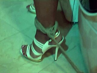 chained busty blonde, ride my cock in heels bathroom