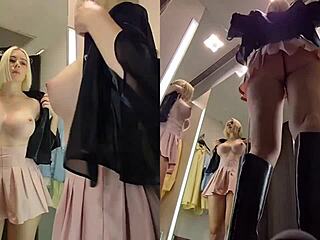 hidden cam spies blonde juicy pussy upskirt changing room ass