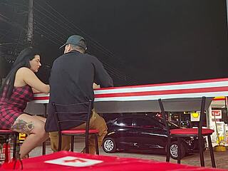 Bent-Over Brazilian Housewife Doggystyle Filled Outdoor Public