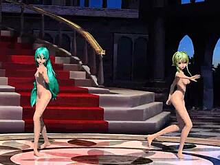 Hatsune miku and gumi nude mod reveals goddess boobs pussy and big ass