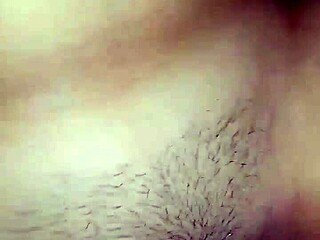 Asian babe gets huge hairy pussy cumshot on belly.