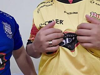 hey, that barcelona woman enjoys hanging out with emelec fans in homemade settings