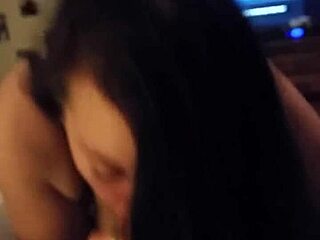 Curvy BBW girlfriend deepthroats throbbing cock hungrily