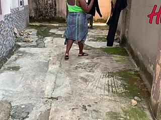 horny african landlady spoons tenant's monster cock homemade