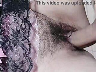 Cumming repeatedly on cute wife's hairy beaver pussy in homemade facial