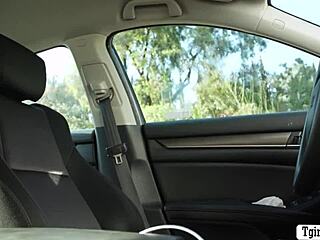 ts carwash babe tempts bald customer into bareback anal