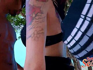 Skinny latina slut muff dives two cocks in interracial threesome