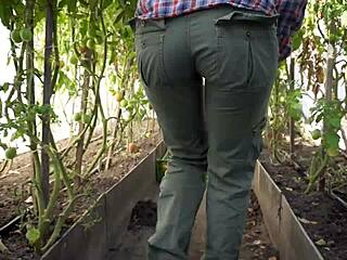 Barefoot Tomato Squashing Teases Dirty Foot Fetish