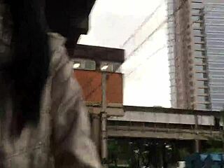 Wow jacket boots ass hidden on crowded train!