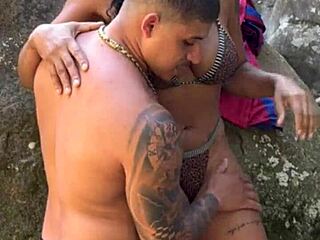 brazilian milf's first outdoor public fuck at waterfall