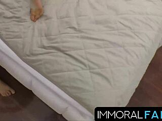 Insatiable petite brunette orgasms on face then takes double creampie penetration