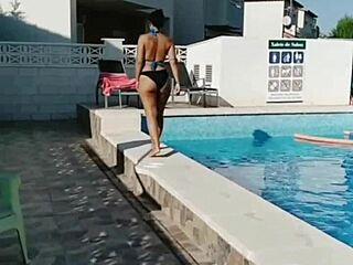 Claudia Bavel Strips In Lingerie And Masturbates Outdoors With Dildo