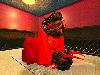 demon girl seduces with oiled body monster sex in sauna