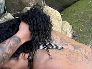 brazilian milf's first outdoor public fuck at waterfall