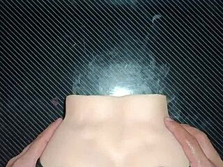 FUCKING candy's Gaping ASSHOLE creampie in black thong strips