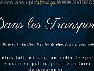 French crossdresser teases dirty anal talk in public transport