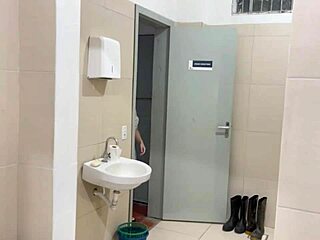 Brazilian wife fucked by coworker in office locker room with husband watching