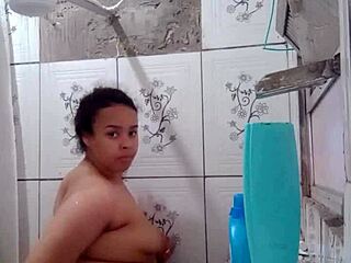 Hot Latina Brunette Shows Off Wet Pussy in Shower