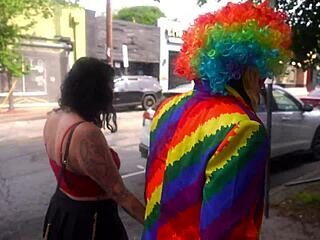 Josie Jaxxon Cheats With Gibby Clown's Big Black Cock Outdoors