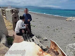 risky beach dickflash blowjob stockings teacher student near caught