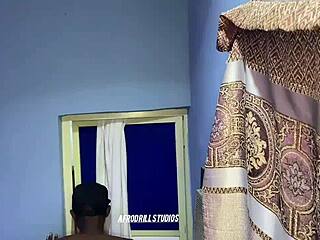 gateman sneaks creampie into house girl's tight pussy