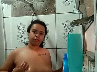 Hot Latina Brunette Shows Off Wet Pussy in Shower