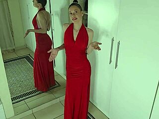 Skinny Slut Rips Clothes Teasing Small Tits in Heels