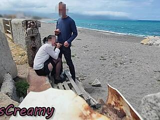 risky beach dickflash blowjob stockings teacher student near caught