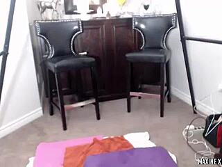 maxine squirts on huge dildo anal machine outdoor