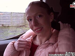 skinny german teen gangbanged anal in brothel by two men