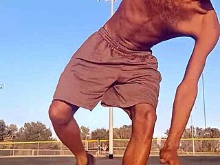 i taste the fresh dorm air during my athletic brunette workout