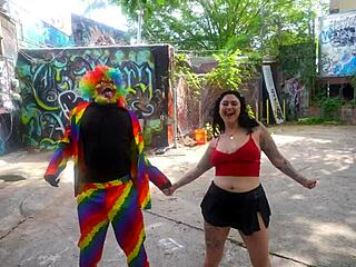Josie Jaxxon Cheats With Gibby Clown's Big Black Cock Outdoors