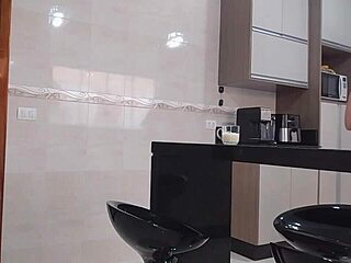 Brazilian milf gulps huge cumshot from young stud's monster cock deepthroat!