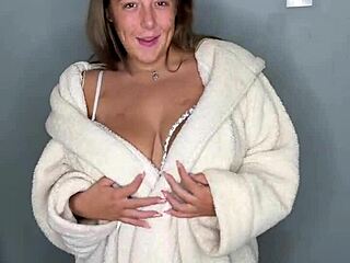 blonde bbw tries sexy lingerie on camera