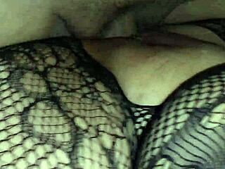 Hubby creampies wife's huge pussy in sexy bodystocking now?