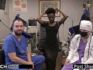 Tanned Nurse Patient Hitachi Vibrator Orgasm Gaping Pussy Closeup