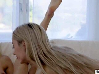 Sky Pierce hungrily licks her friend's wet pussy in lesbian cunilingus session