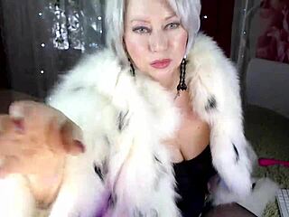 wanna see this mature bitch orgasm with dildo in fur coat screaming wet