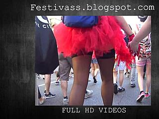 festivass rocks microskirt see through thong cheeky shorts public tease