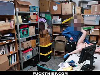 Teen nervously bends over in backroom after shop detention for hardcore pov pounding
