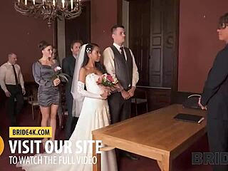 Bride's cold feet lead to wet forest pussy