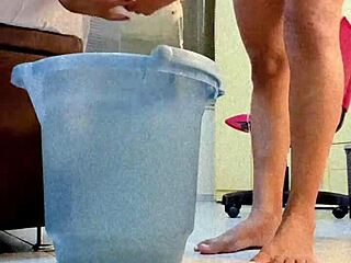 Shaved Slut Fingers Pussy Squirts on Huge Dildo Facial Cumshot