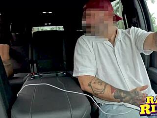 Latina brunette handjobs driver after public pussy tease